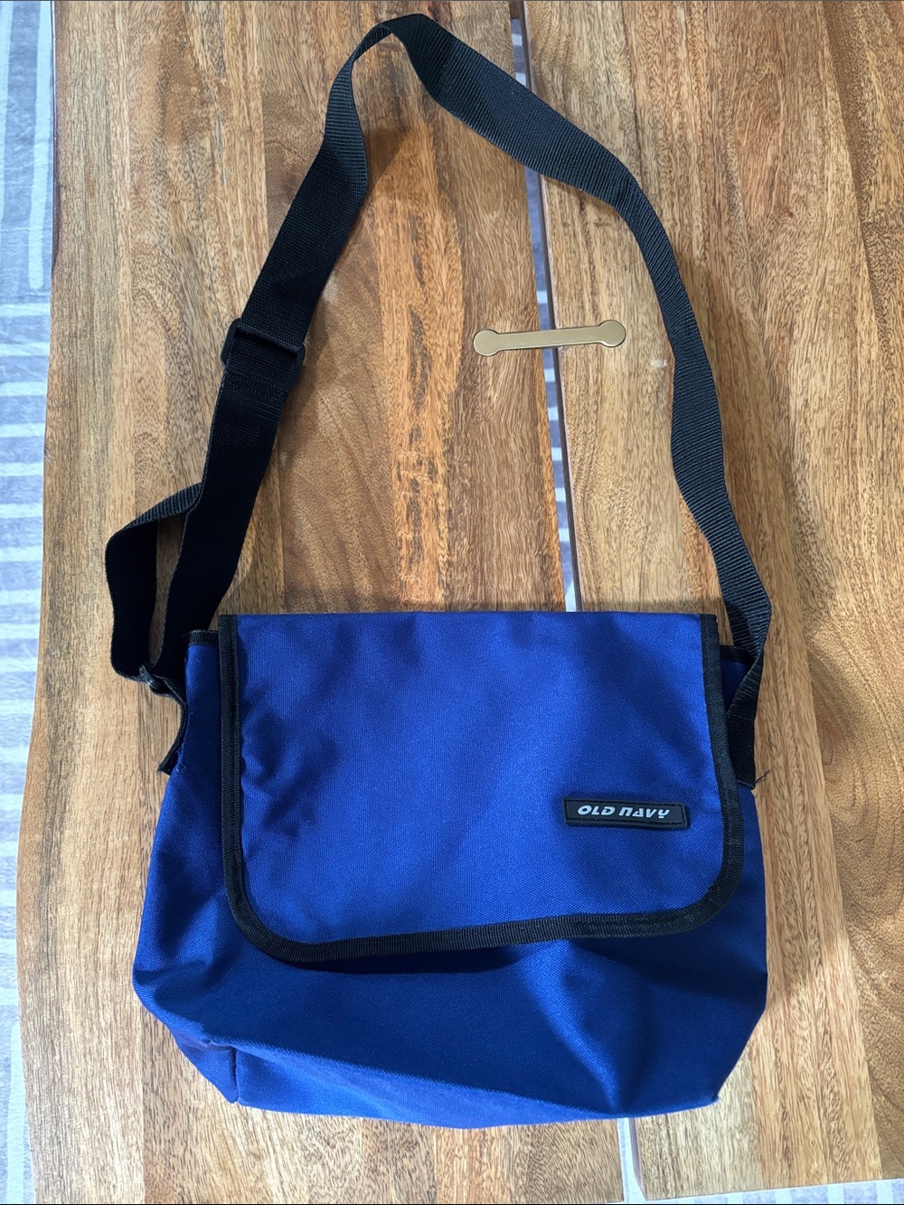 Old Navy Royal Blue Mini Messenger Bag with Black Strap